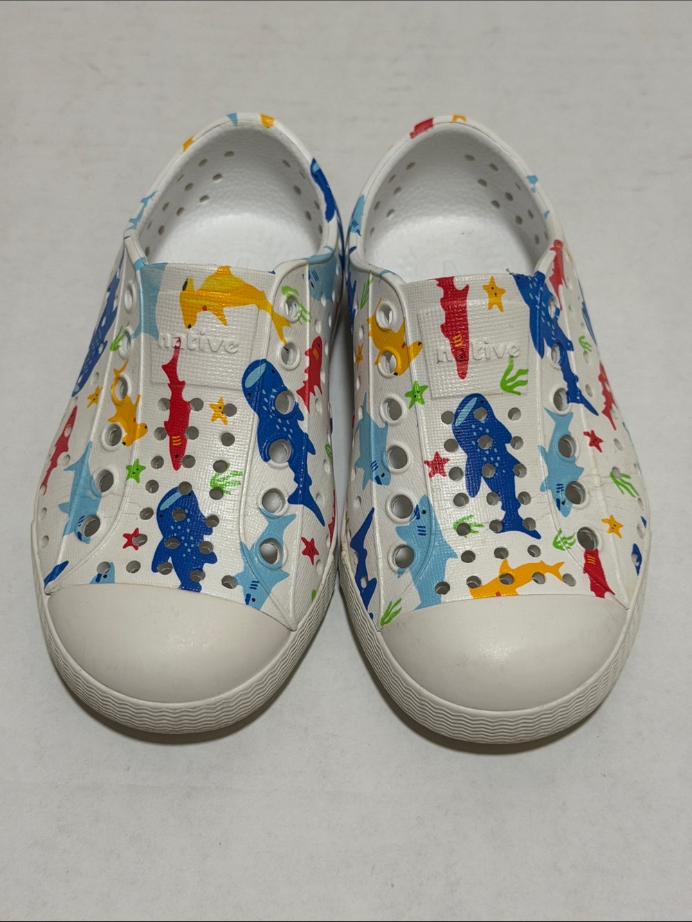 Native Jefferson Water Shoe Sneakers Marine Life Shark Print - Toddler Size 7